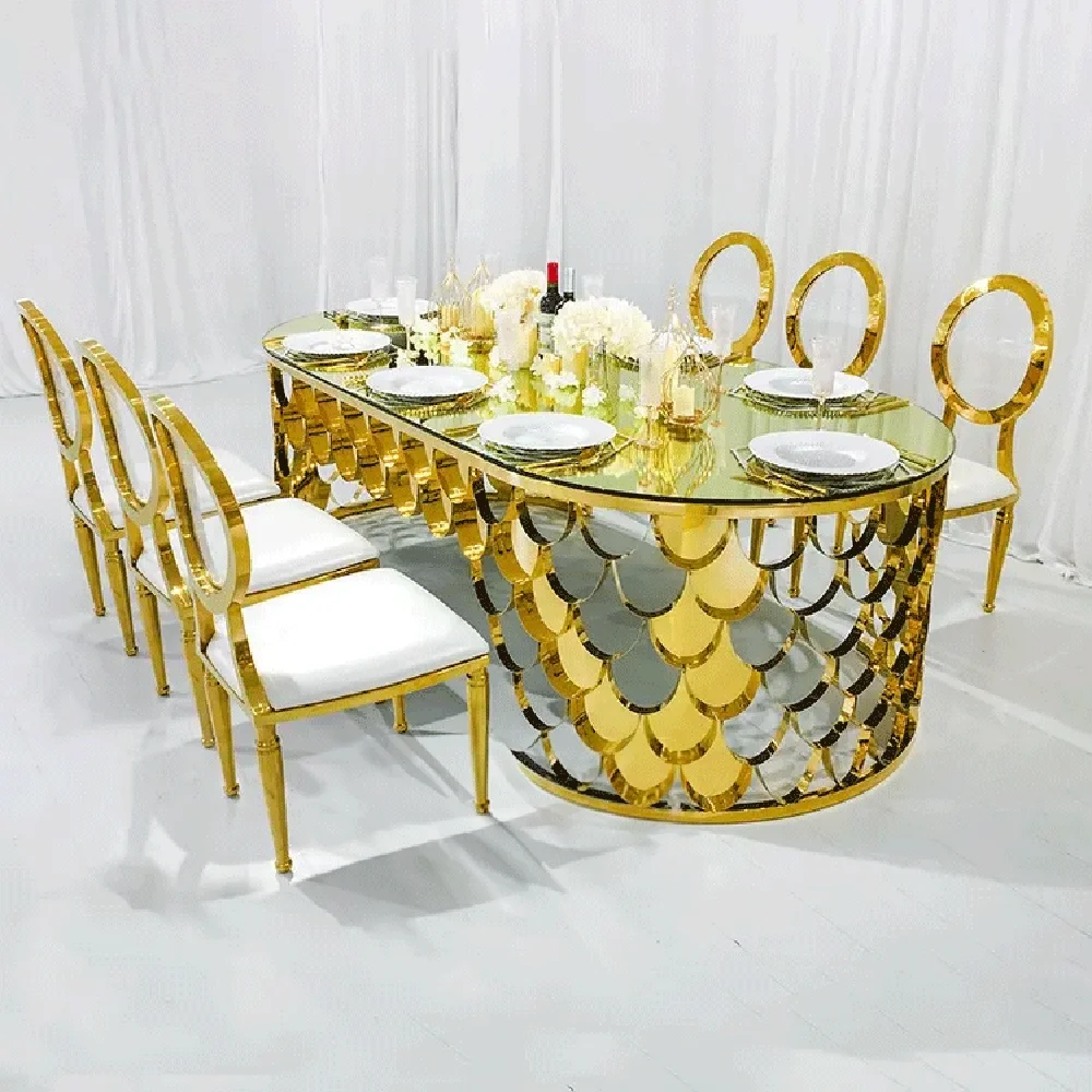 

furniture fish scale metal base with oval glass top dining events tables for sale