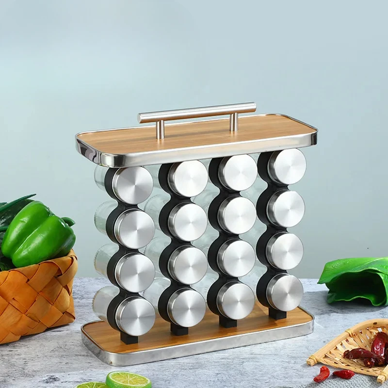 

Portable Iron Spice Rack for Kitchen, Stainless Seasoning Organizer for Countertop, Modern Rotating Cabinet for Easy Access