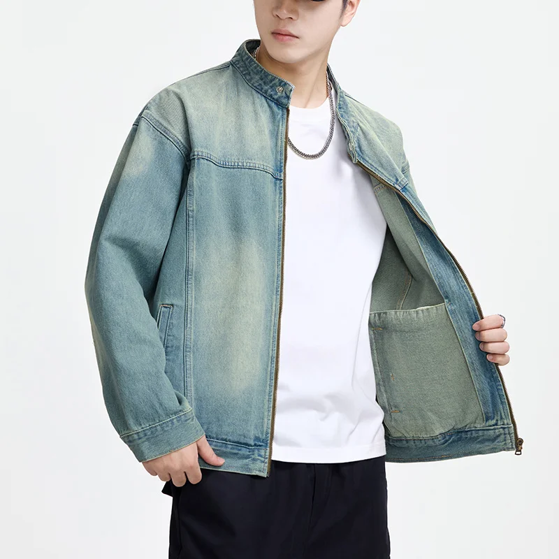 Men's Casual Non-Stretch Denim Jacket High Street Style Zipper Loose Workwear Jacket Plus Size Trendy Streetwear Top 107 Sa6d0eef28fce4b66ba6d1240254040d27