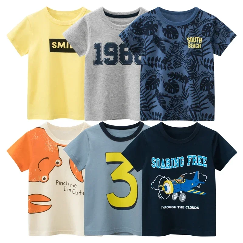 2025 Summer New Children's Clothing Leaf Letter Print Kids Clothes Boys Short Sleeve T-shirt Cotton Tops Tee Shirts Dropshipping image 3