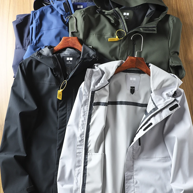 

Водонепроницаемая повседневная куртка с капюшоном, верхняя одежда, свободная посадка на молнии, длинное молодежное весеннее уличное пальто со стойкой-стойкой