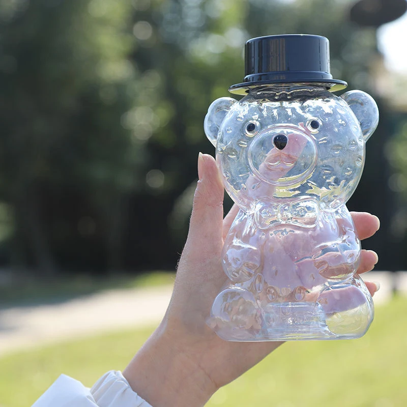 500ml Transparent Bear Beverage Drinking Bottle Cold Drink Milk Tea Bottle