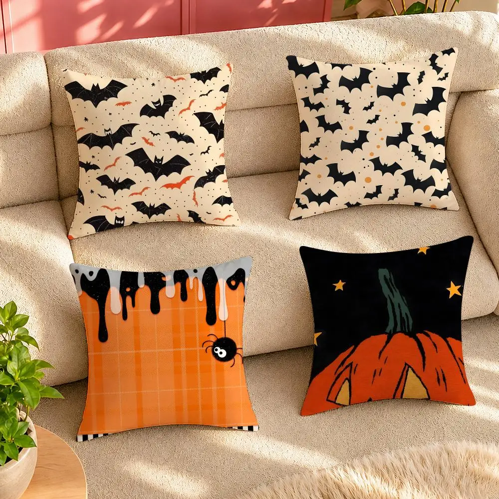 Retro Pumpkin Bat Hot Sale happy Cushion Cover Pillow Cover Decorative Throw Couch Home Decor for Living Room Sofa