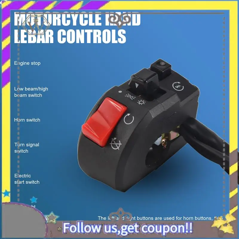 ABXV-7/8 Inch 22Mm ATV Motorcycle Handlebar Control Switches Left Right For Horn Button Turn Signal Fog Light Warning Light