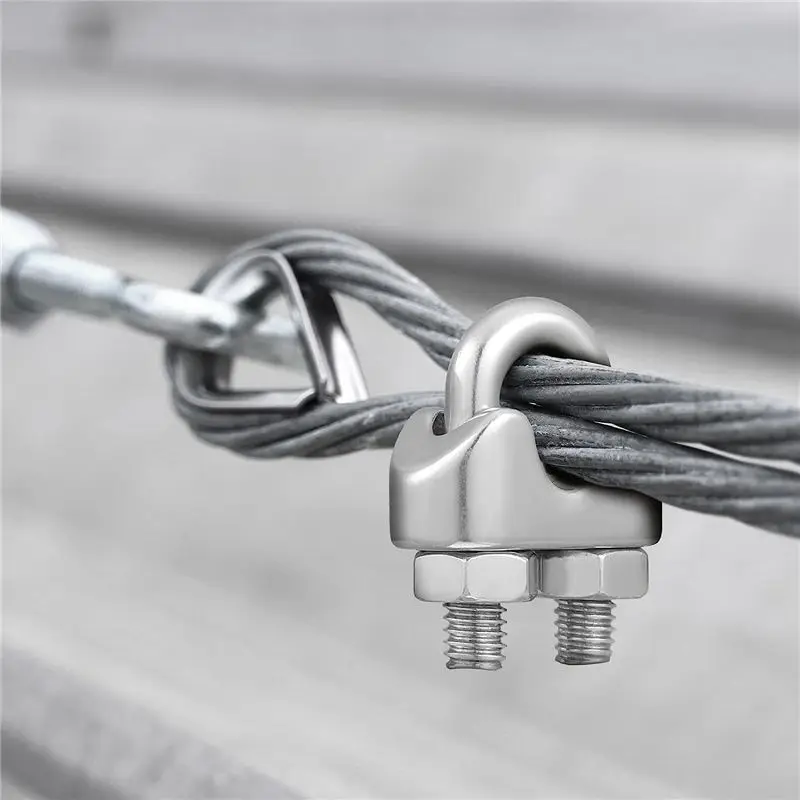 ABJY 30 قطعة 1/8 بوصة M3 أسلاك الفولاذ المقاوم للصدأ حبل كابل كليب المشبك ل سلك حبل تزوير خيمة حبل الحرس درابزين النظام #1