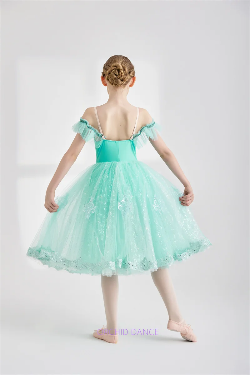 Professional Prom Variation Performance Wear Private Custom Girls Graduation Ball Mint  Long Ballet Dress