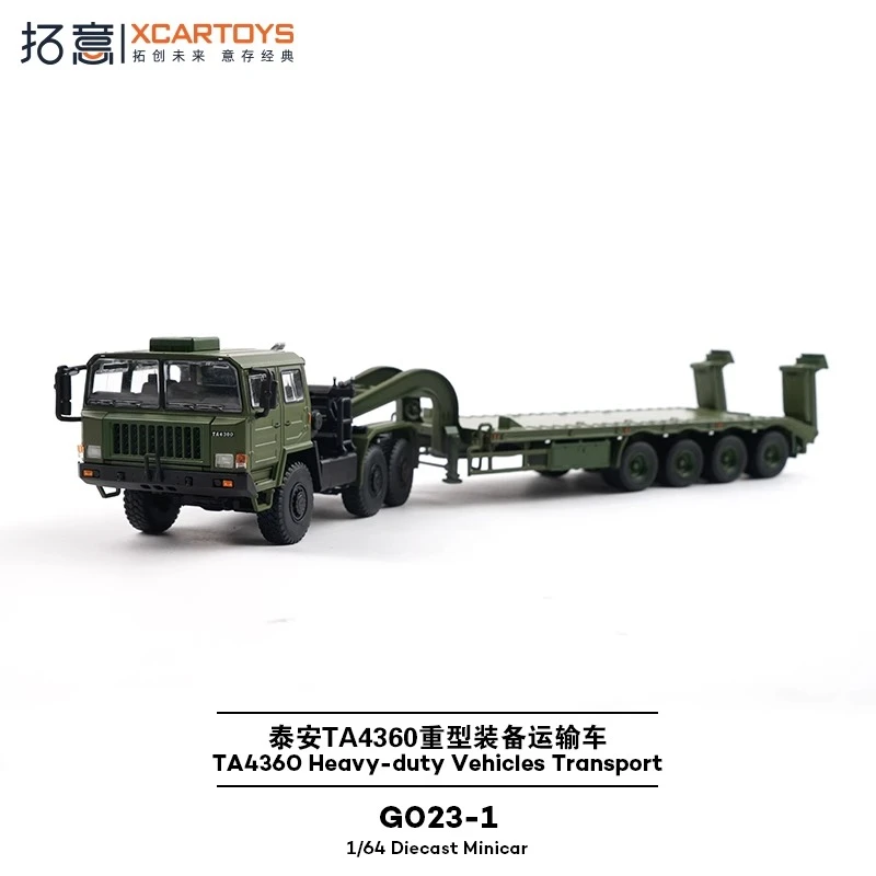 XCARTOYS 1:64 Truk Platform Berat Militer Mobil Die-Casting Aloi Dekorasi Koleksi Model Dewasa Hadiah Mainan Anak Laki-laki Hadiah Ulang Tahun
