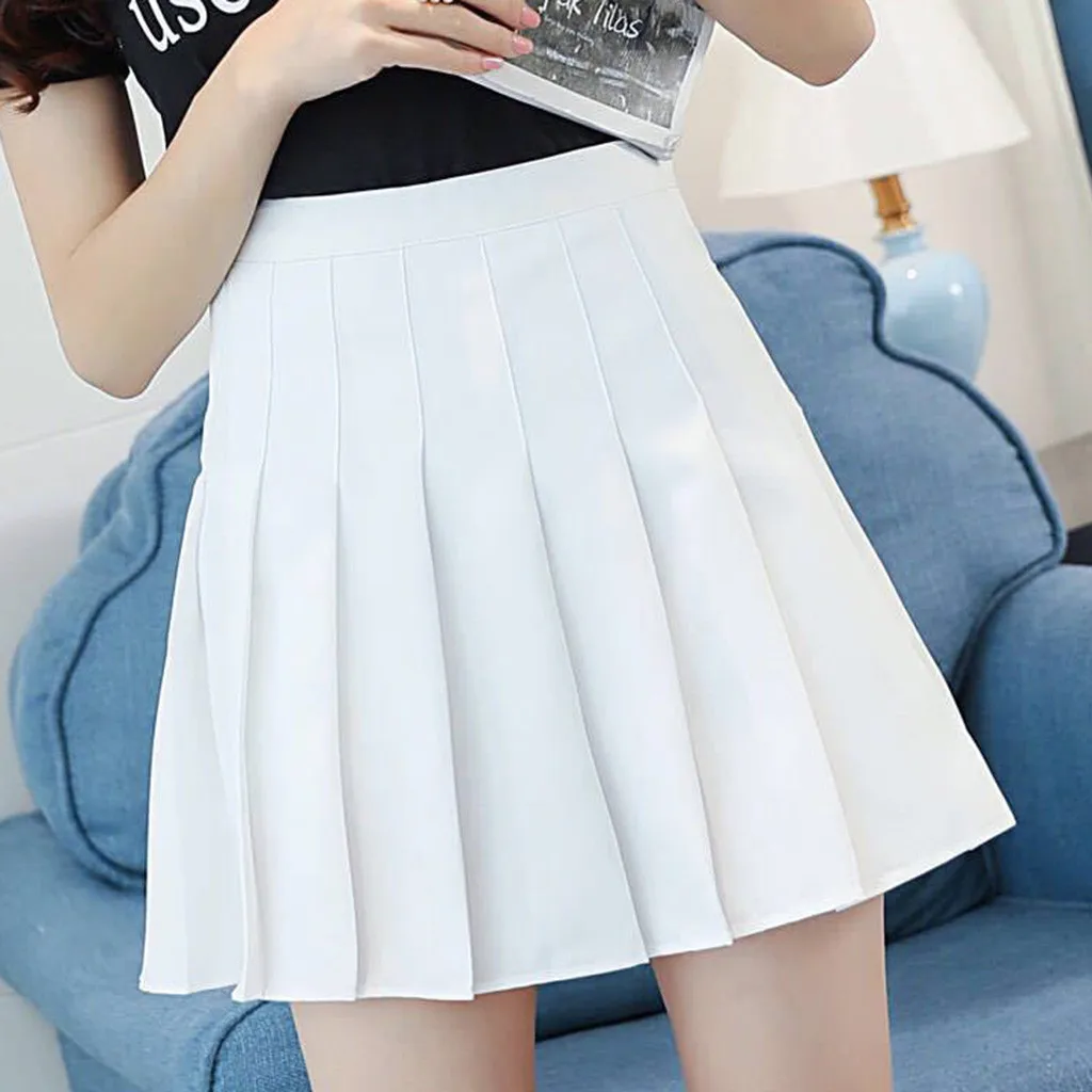 

Women's Skirt Spring And Summer Fashion High Waisted Versatile Mini Half Body Skirt Solid Colour Pleated A Line Short Skirt