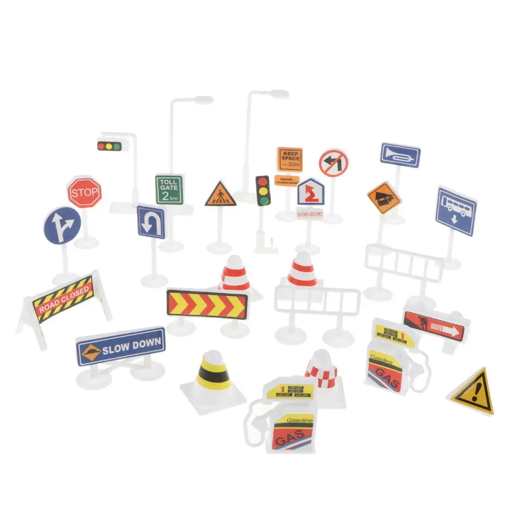 Colorful Plastic Street Traffic Signs Kids Children Educational Toy Set