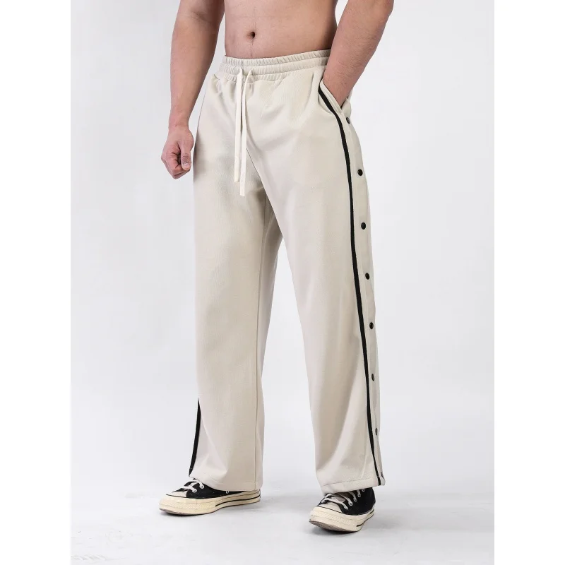 

Спортивные спортивные штаны, брюки на пуговицах, мужские свободные брюки на пуговицах, весенне-осенние брюки со шлейфом, баскетбольные длинные штаны XXXL