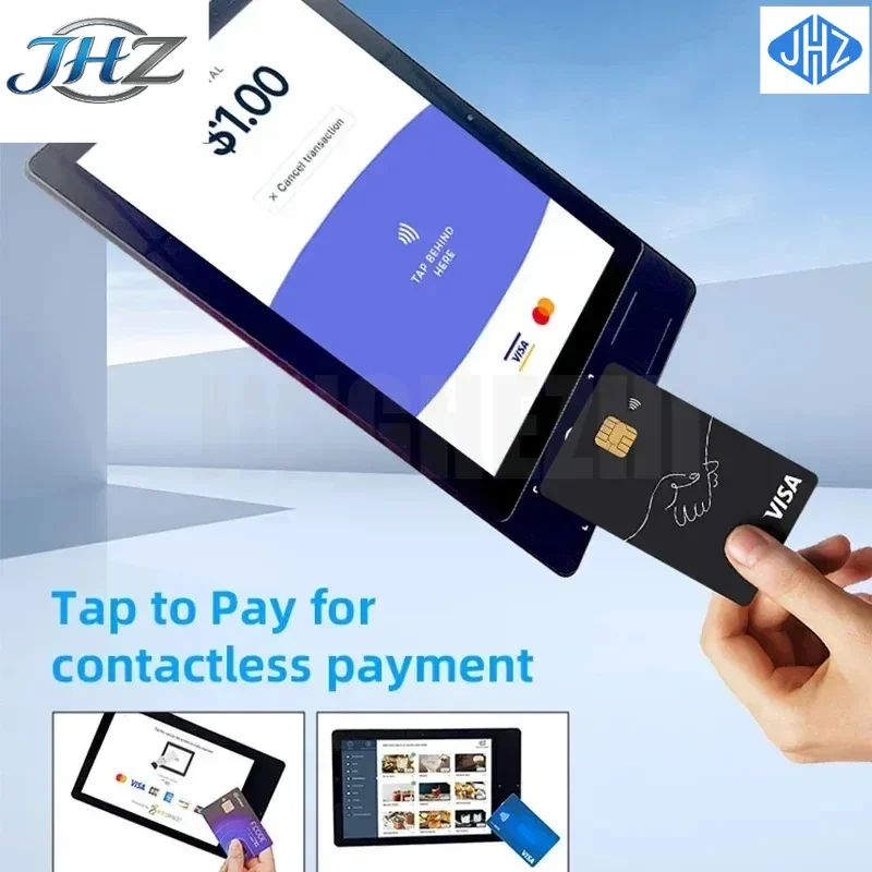 JHZ for Innovative Android NFC Donation Tablet 10inch Touch Screen Tap to Pay Android 14 Pos Tablet Contactless Payment EMV