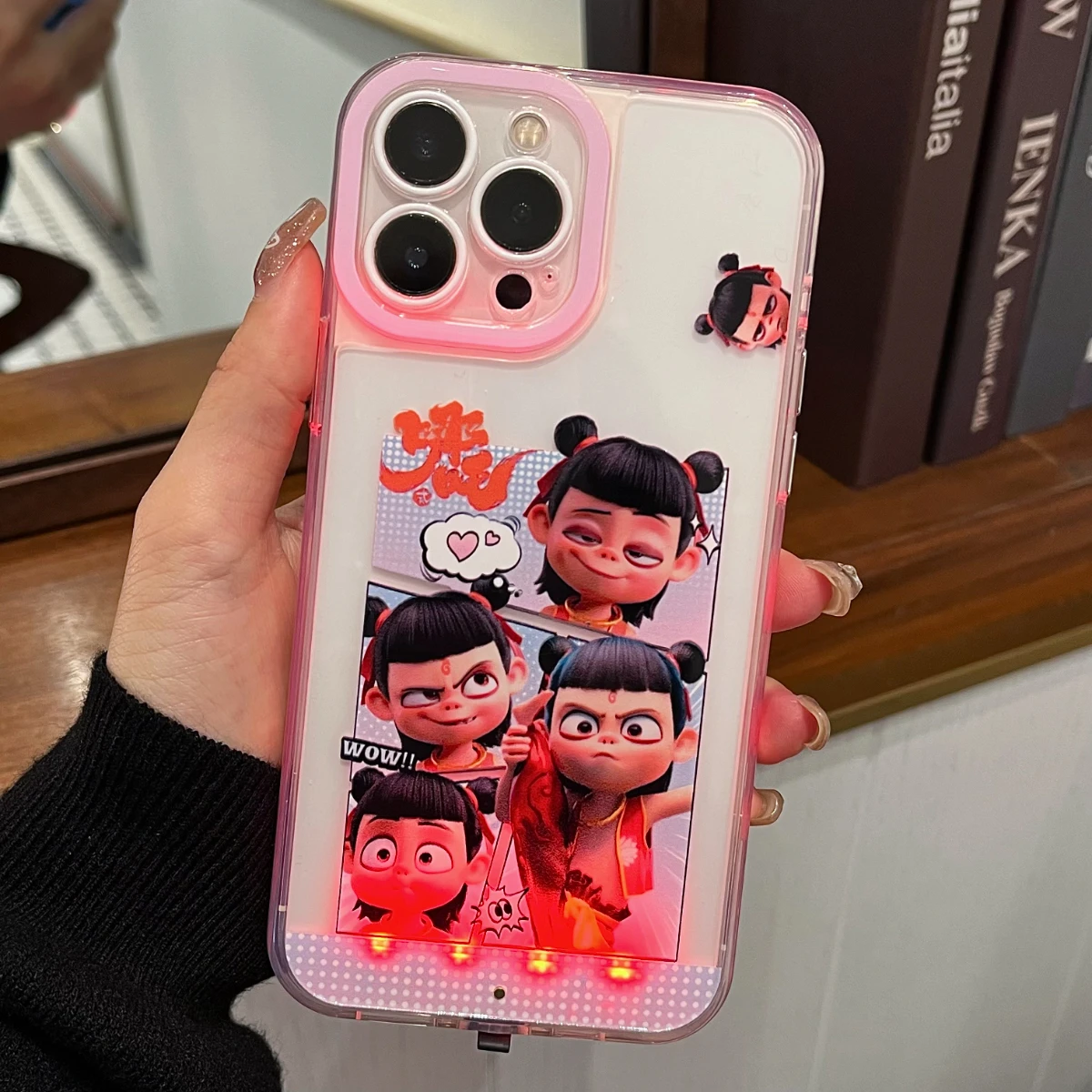 

Luminous Call Light Up Flash Five Color Hot Sale Cartoon Nazha Phone Case For iPhone 16 15 14 13 12 11 Pro Max Plus Back Cover