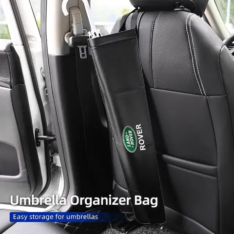 자동차 방수 우산 보관 가방 랜드 로버 레인지 로버 Evoque Velar Defender 용 PU 가죽 커버 우산 주최자 홀더