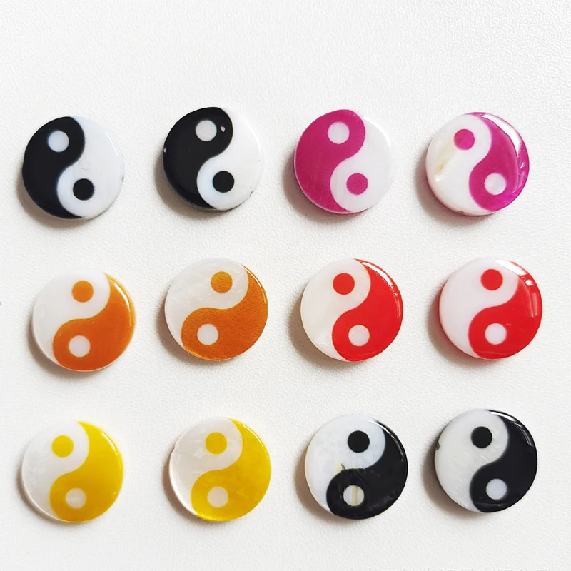10 stücke runde Tai Chi Bagua Muschel Perlen 8/11/15mm Charme Anhänger Klatsch Yin Yang Perlen für Schmuck machen DIY Accessoires Geschenke