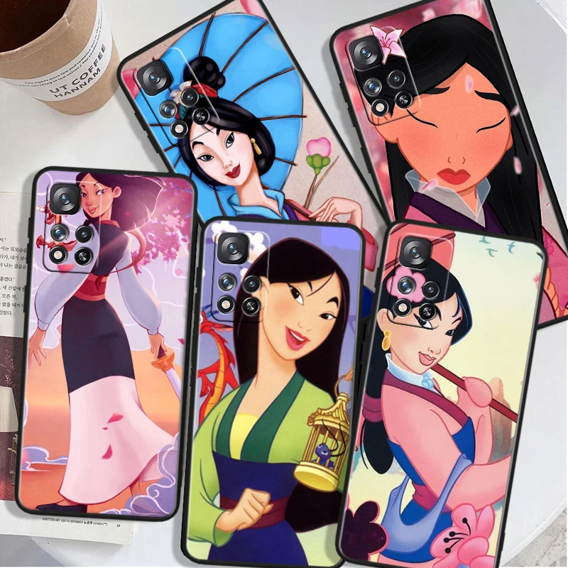 Cute Disney Mulan For Xiaomi Redmi Note 12 11T 11E 11S 10T 10S Turbo Pro Plus Max Lite Black Soft TPU Phone Case