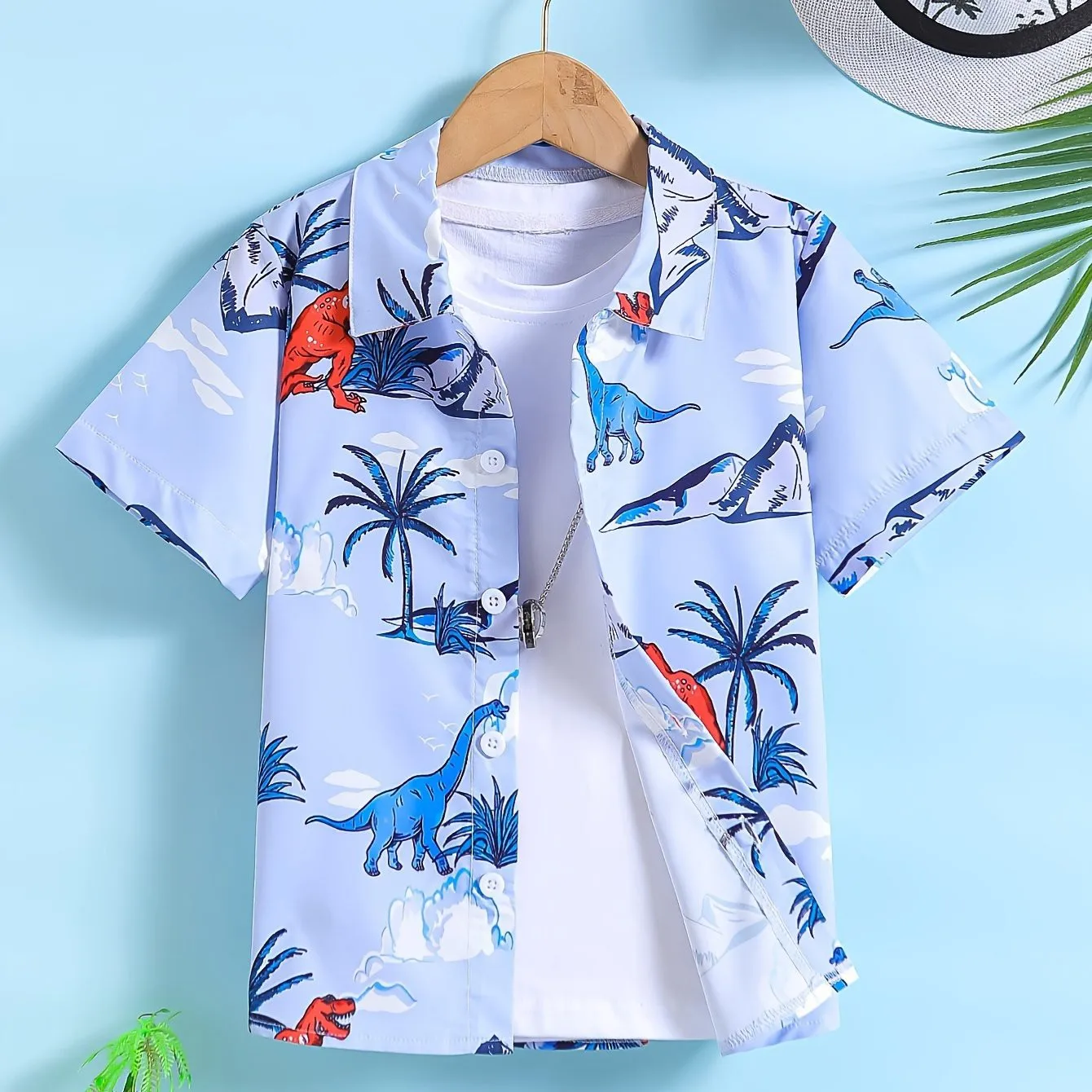 Boys Girl Cartoon Fashion Print Pattern Cute Shirt Short Sleeve Casual Shirts Children Clothes Button up Loose Holiday Shirt Top