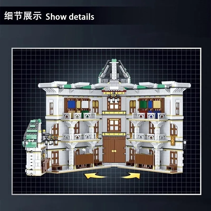 Harrys Series Gringotts Diagon Alley Bank MOC 032101 Street View Builbing Blocks Brick Kids Educational Toys Birthday Gift
