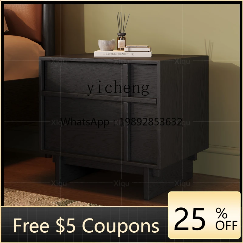 LYY medieval bedside table master bedroom solid wood bedside table retro ash wood all solid wood locker