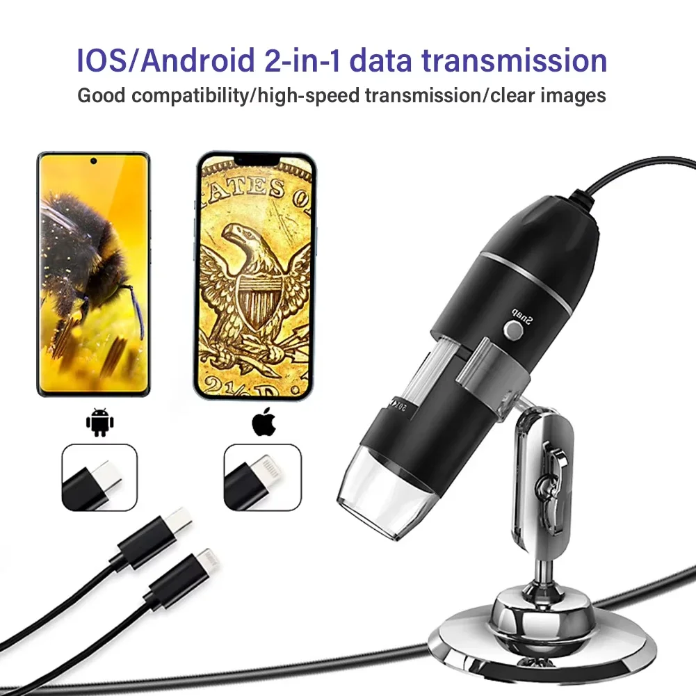 1600x USB Electronic Digital Pocket Microscope Handheld Microscopio for Skin Hair Follicle Detection with Monocular Drawtube