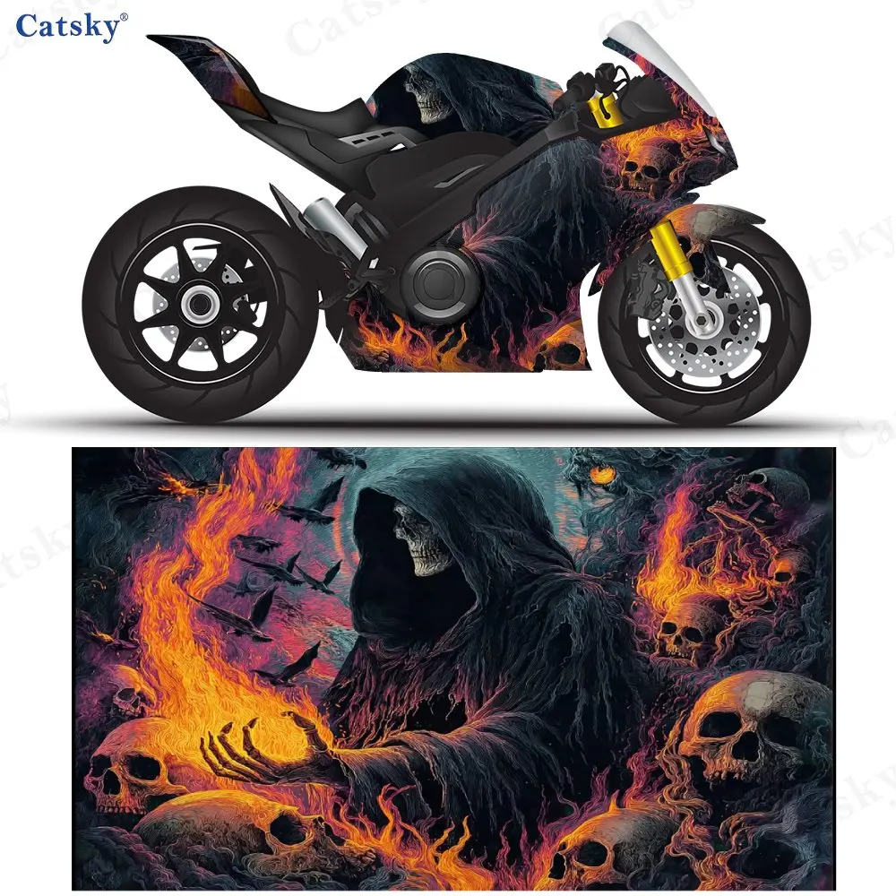 

Готическая наклейка на мотоцикл с загадочным черепом ужаса, съемная наклейка, универсальная для мотоциклов, прочная и устойчивая к царапинам