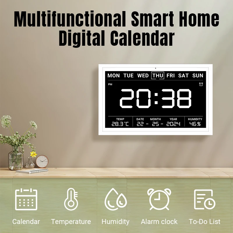 New Digital Calendar Display WiFi6 Portable Touch Screen Tablet Wallmount Tablet Digital Photo Frame Clock