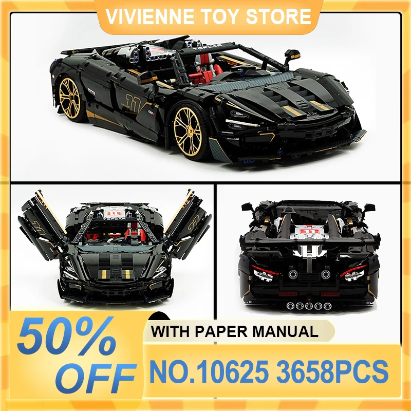 GULY 10625 MOC Opvallende technische kracht Sportwagen Bouwstenen Racevoertuig Bakstenen Montage Puzzel Speelgoed Kerstcadeau Kinderen