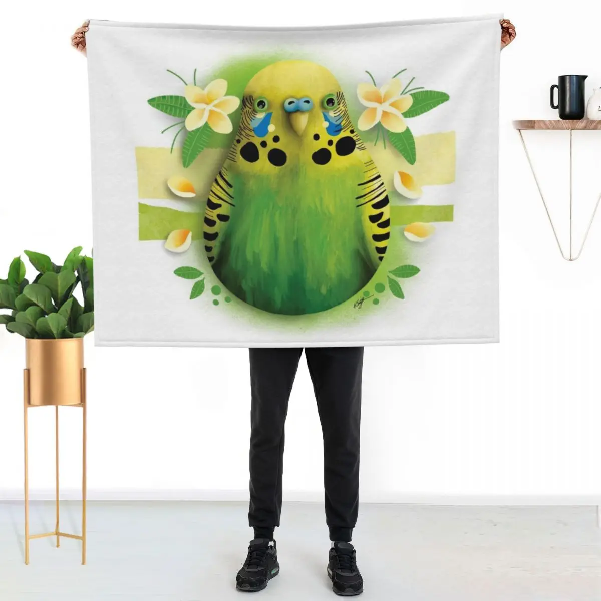 Tropical Lime Budgie Throw Blanket Decorative Throw Decorative Sofas sofa bed Custom Decorative Sofa cosplay anime Blankets