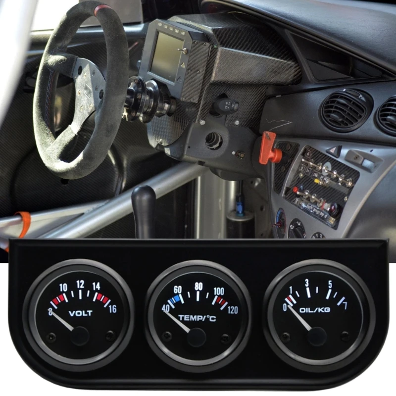 

D0UC Автомобильный тройной счетчик с напряжением, температурой воды, давлением масла, светодиодной подсветкой для улучшения