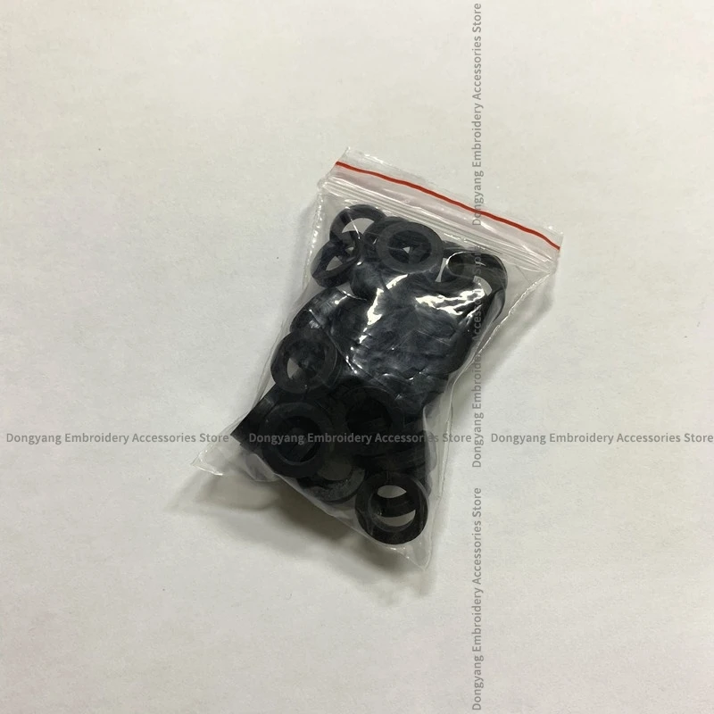 100PCS Presser Foot Shockproof O-Ring Black Anti-Pressure Soft Rubber Mat Internal Hole 6.5mm Thickness 2mm Computer Embroidery