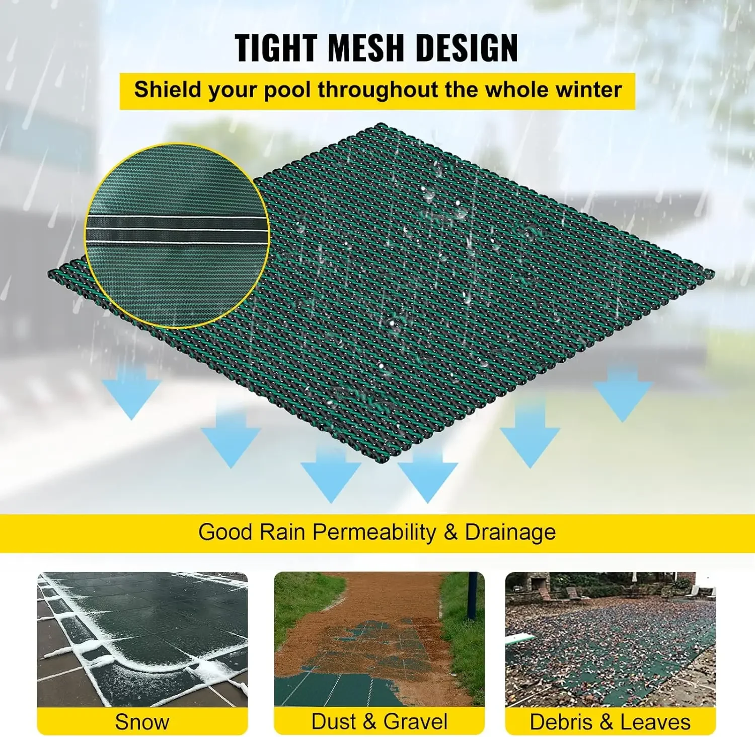 

Inground Pool Safety Cover 16' x 32' Rectangle, Safety Pool Covers Green Mesh, 15-Year Warranty