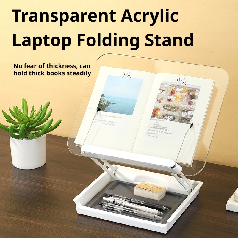 Desktop Reading Stand With Storage Tray, Multi‑Angle Adjustable Book Holder for Books Laptop Document