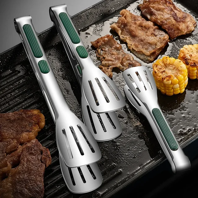1szt Antypoślizgowe szczypce do żywności ze stali nierdzewnej Klips do sałatek mięsnych Klips do chleba Grill Grill Buffet Zacisk Narzędzia kuchenne Akcesoria kuchenne
