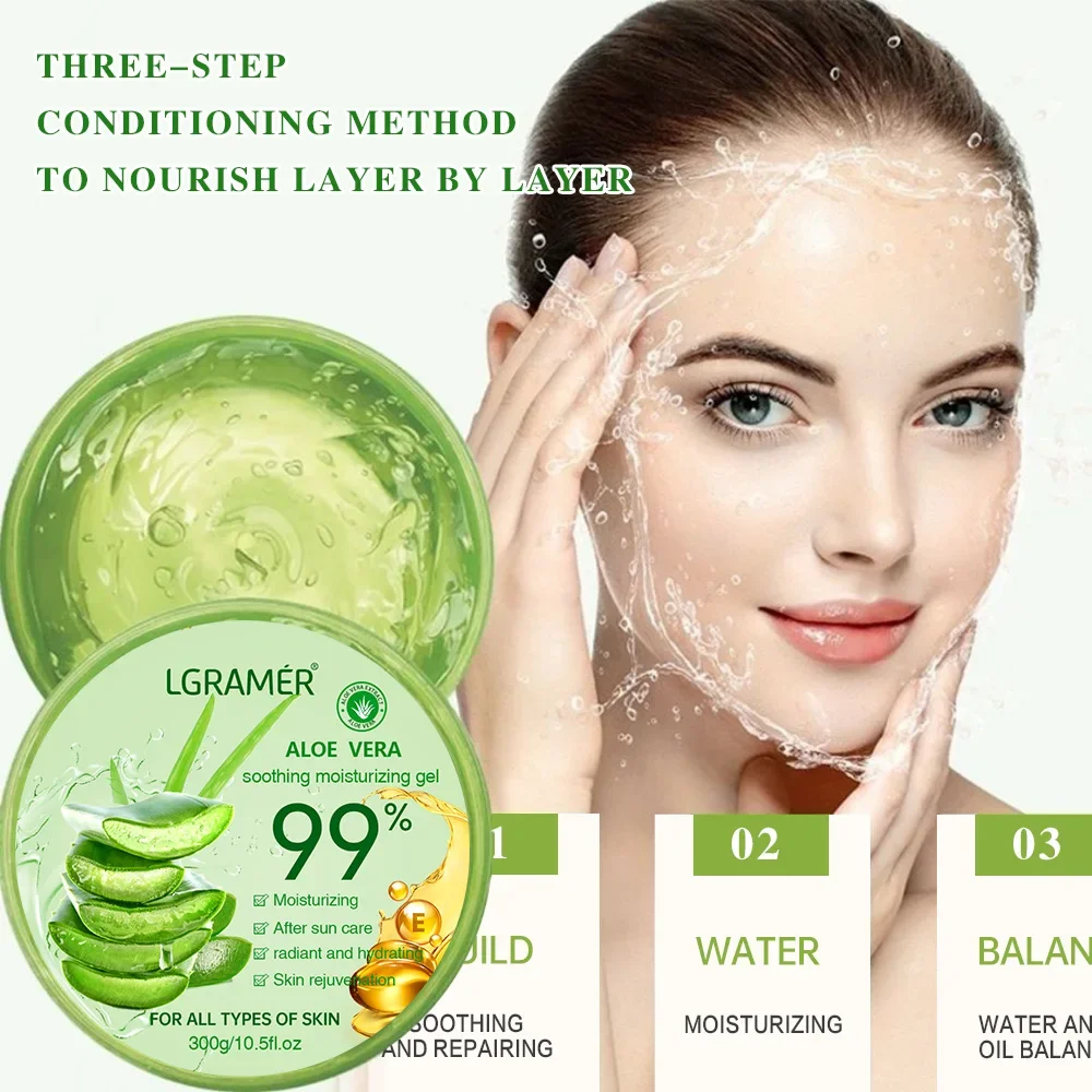 300g Aloe Vera Gel Refreshing Non Sticky Facial Care Facial Cream Wash Free Deep Nourishing Maintain Skin Aloe Vera Gum