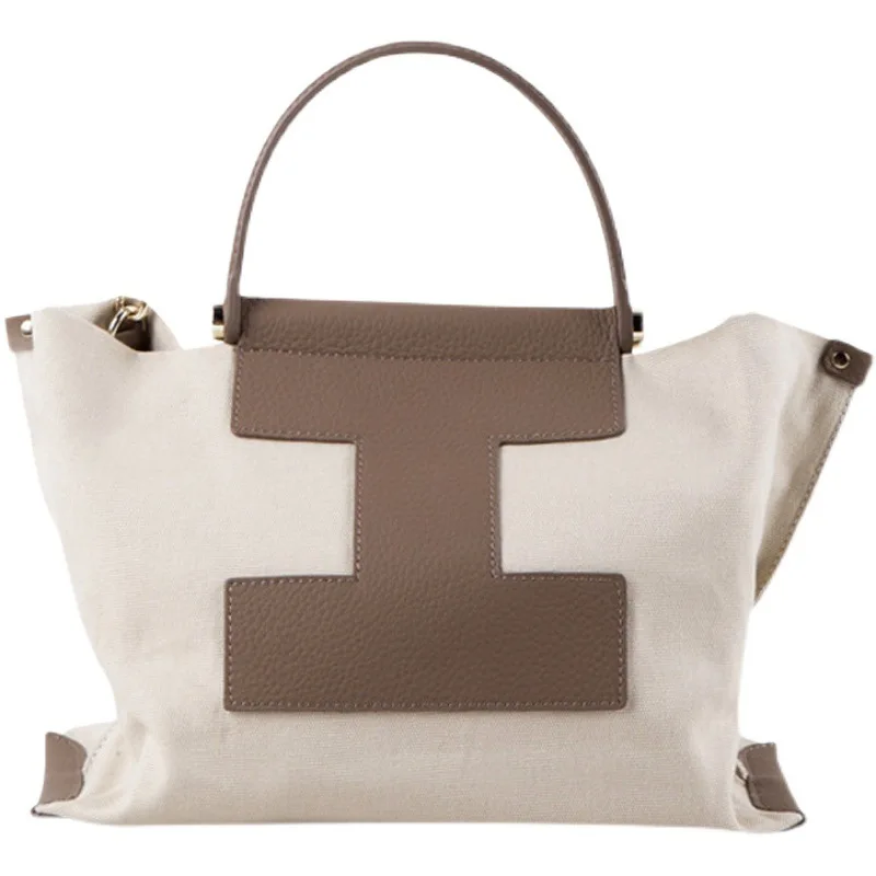 Iacucci Fashion Bag Canvas Tote Bag for Women Minimalist Textured Large Capacity Tote Shopping Bag