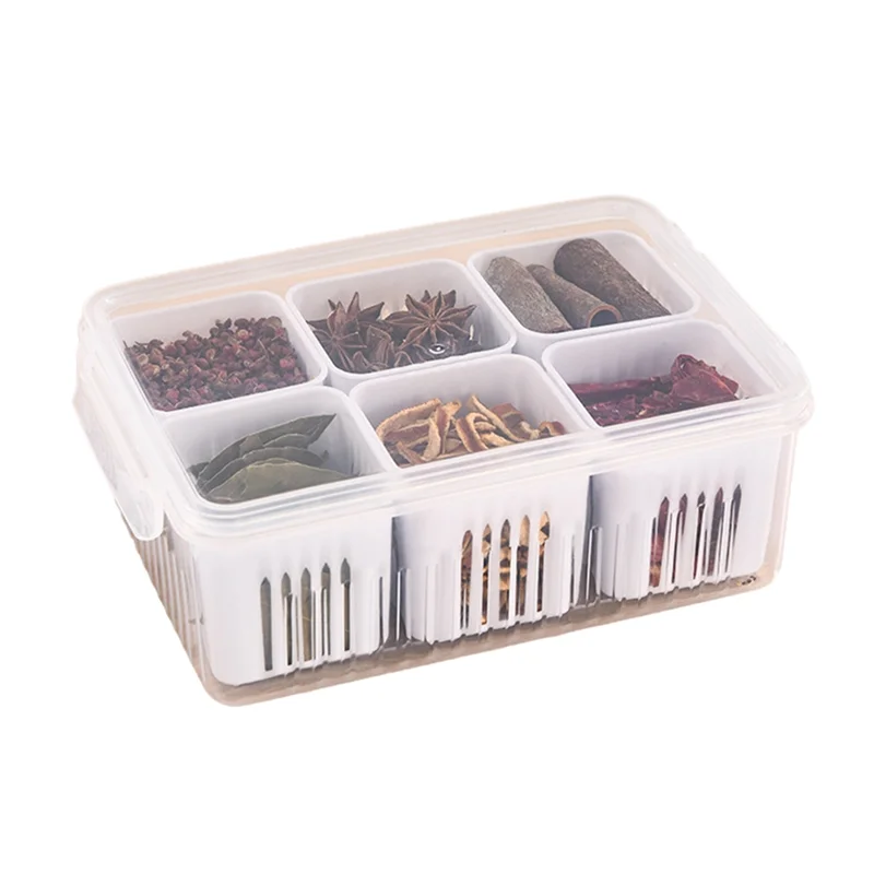 Frascos de condimentos ABCL con bandeja con divisores pequeños, organizador de especias para encimera, contenedor de almacenamiento de cocina para refrigerador