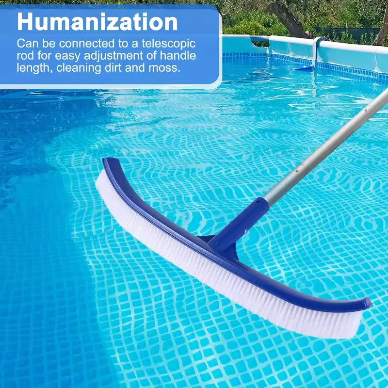Cepillo curvo para piscina de 18 pulgadas, Herramientas de limpieza, cepillo para pared y suelo de Spa, escoba limpiadora de cerdas de nailon, accesorios para piscina