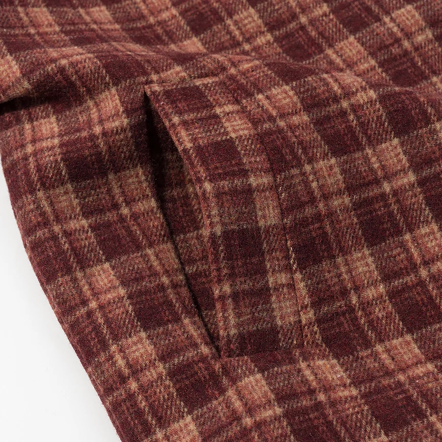 2025 Herbst und Winter Retro Stehkragen einreihige karierte Jacke Damen Oberbekleidung