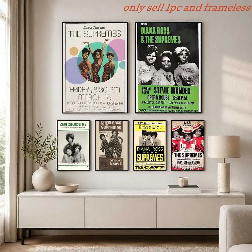 Classic Music Band T-The Supremes Poster Aesthetic Painting Wall Art Poster Home Bedroom Living Room Decor