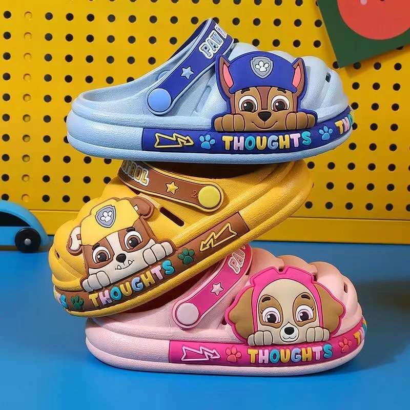 Kawaii Paw Patrol Kids Summer PVC Soft Thick Beach Slippers Non-Slip Sandals Marshall Rubble Skye Rocky Slipper Soft Soled Shoes