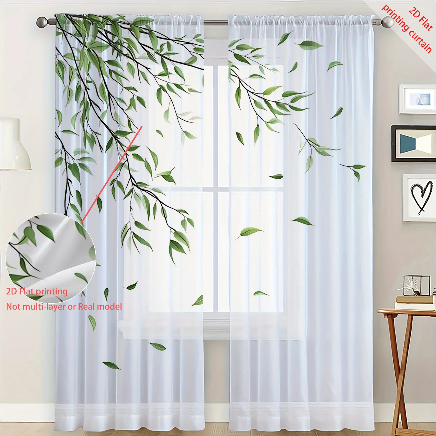 2 pieces HD digital Falling leaves printed window screen home decor style decoration living room window screenin