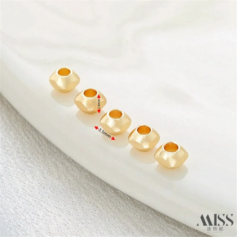 14K Gold-wrapped Color Four-sided Shuttle-shaped Square Beads Lantern Bead-separated DIY Necklace Beaded Jewelry Accessories