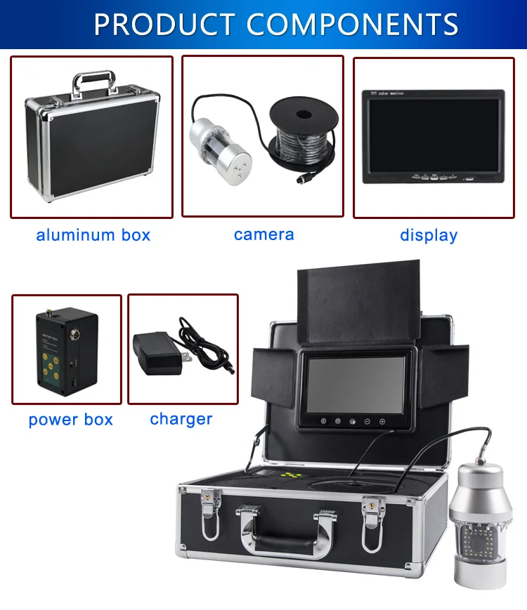 Wholesale 9inch 20m-200m 360-Degree Rotating Underwater Fishing Video Camera Fish Finder HD LCD IP68 Waterproof 8G Fishing