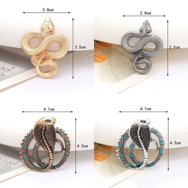 Accesorios de joyería de serpiente únicos para mujeres y hombres, joyería de animales de serpiente con diamantes de imitación a la moda, accesorios personalizados exagerados, 1 ud.