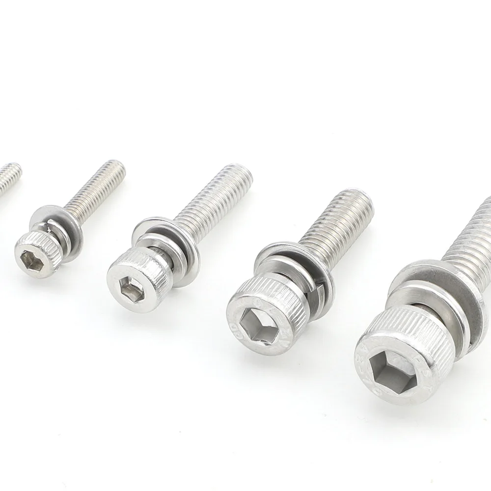 5/10/20pcs Hex Socket Head Cap Sems Screw with Washer M3 M4 M5 M6 M8 Stainless Steel Metric Allen Head Combination Screw