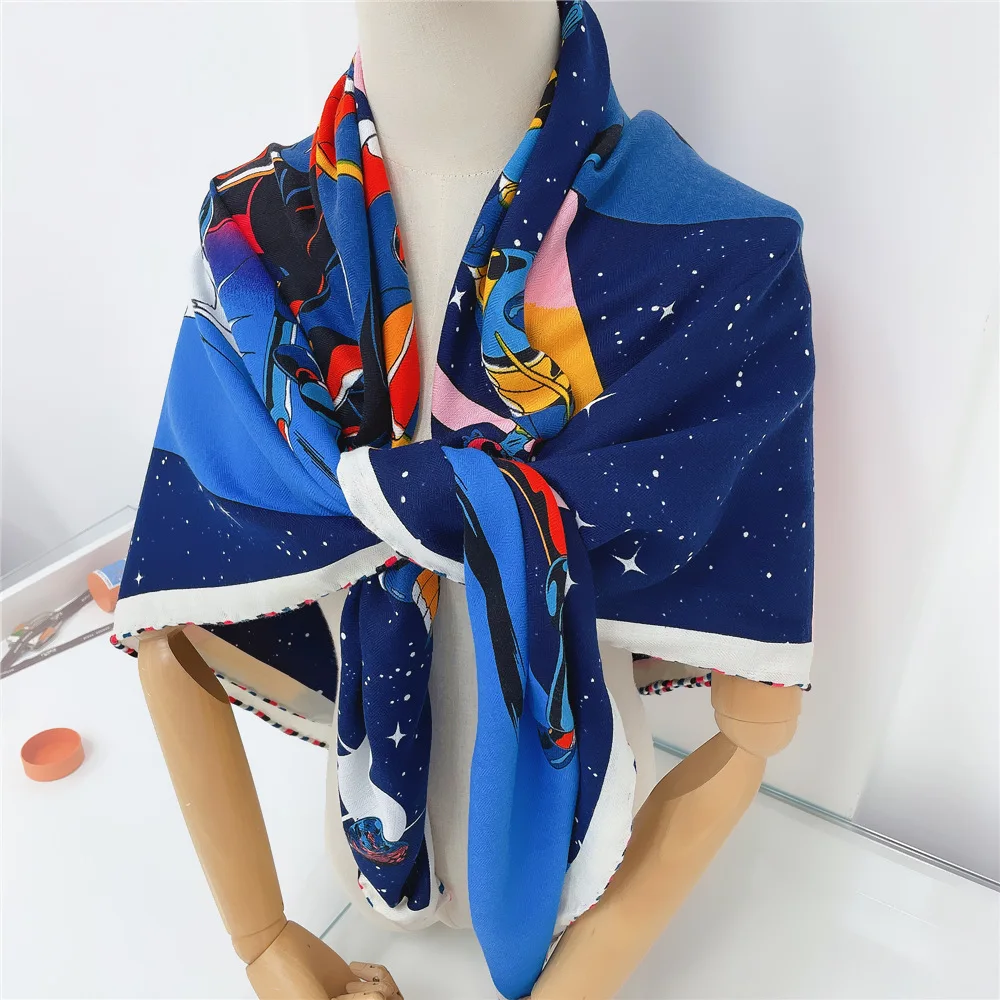 Luxury Scarf Women Designers Silk Cashmere Hand Rolled Edges Shawl Warm Soft Winter Large Accessories Decoration 135cm