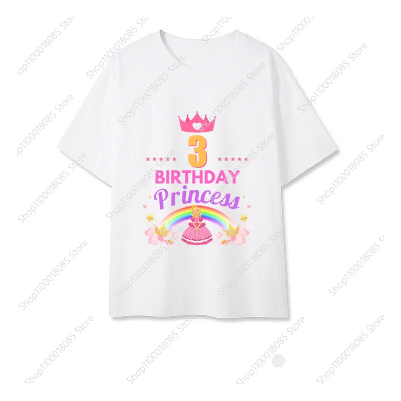 Family Matching Girl Birthday Princess T Shirts Personalized Number Daddy Mommy Girls Outfits Birthday Party My Kids Shirt