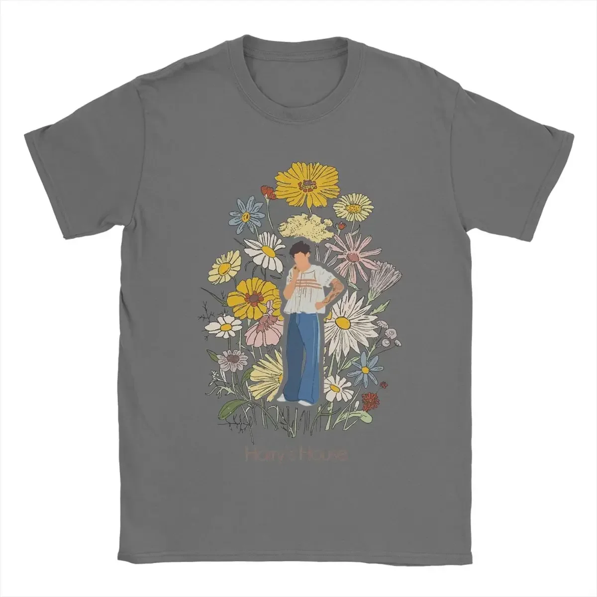 Short Sleeve Clothes Summer Men Pure Cotton Vintage T-Shirt O Neck Tee Shirt Harrys Style Fruit Man With Flowers T Shirt 2024