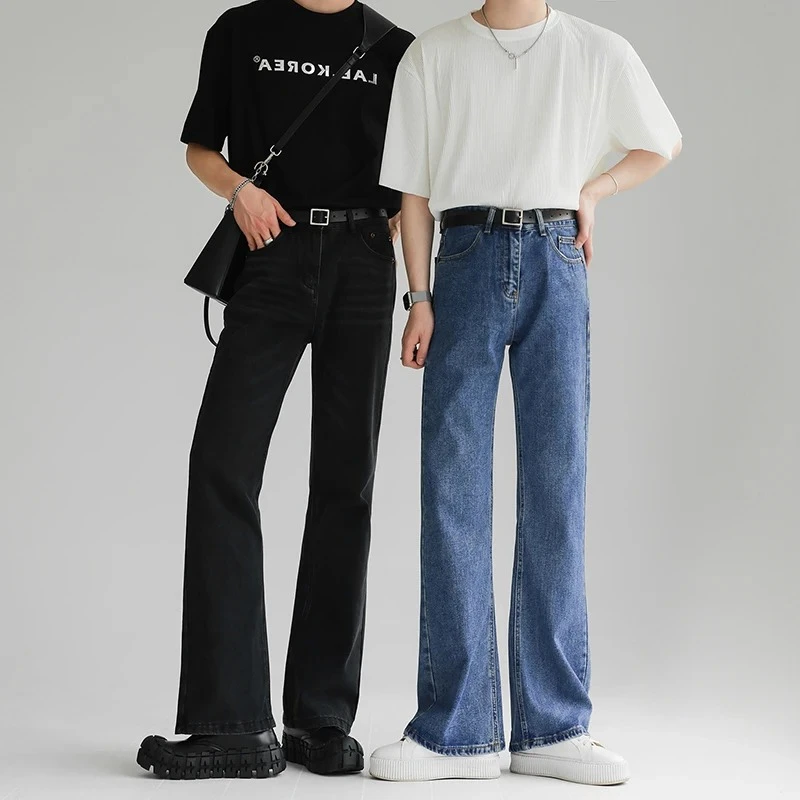 

Мужские новые модные повседневные джинсы с микро-клеш, мужские удобные универсальные минималистичные брюки, облегающие молодежные винтажные брюки