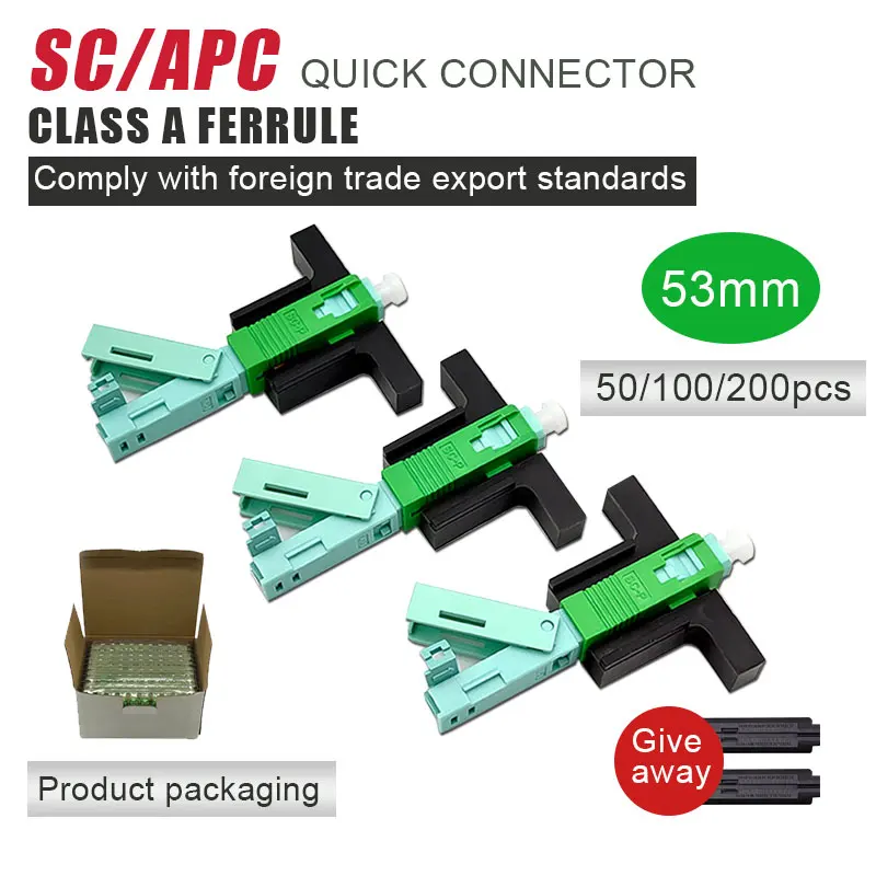 FTTH SC APC Single Mode Fiber Optic Quick Connector FTTH Fiber Optic Fast Connector SC Fiber Field Assembly Cold Connector Tool