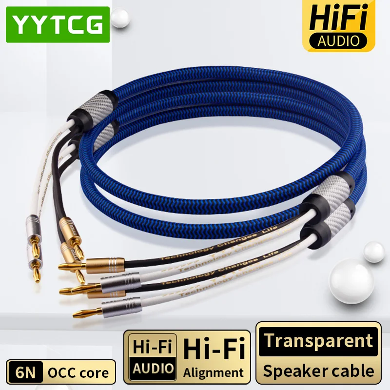 

YYTCG One Pair 6N OCC HiFi Speaker Cable HI-FI High-end Amplifier Loudspeaker Cables Banana Plug Speaker Cable